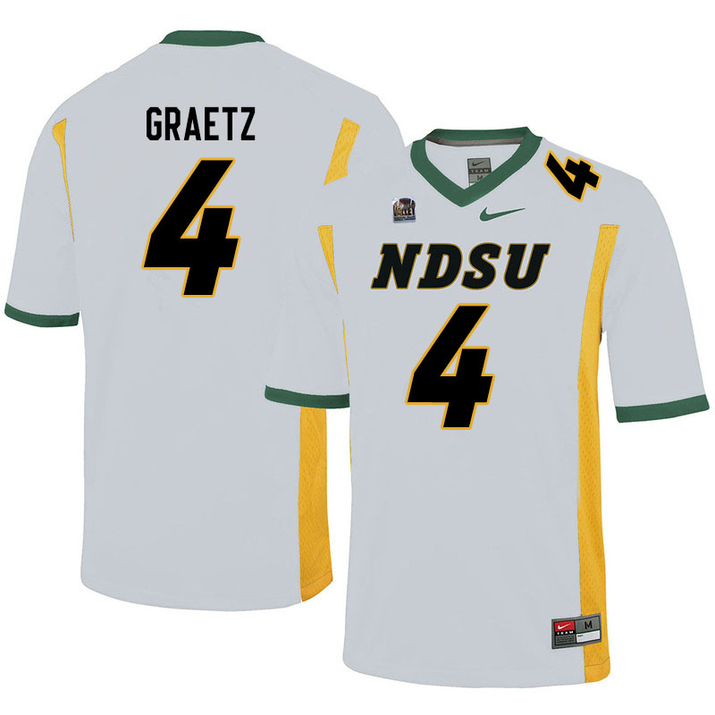 Men #4 Logan Graetz North Dakota State Bison College Football Jerseys Sale-White